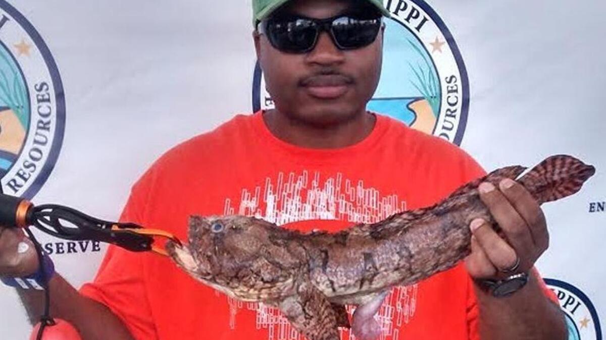 Sherman Roberts of Biloxi set a new state record recently with a 3-pound, 2-ounce oyster toadfish.