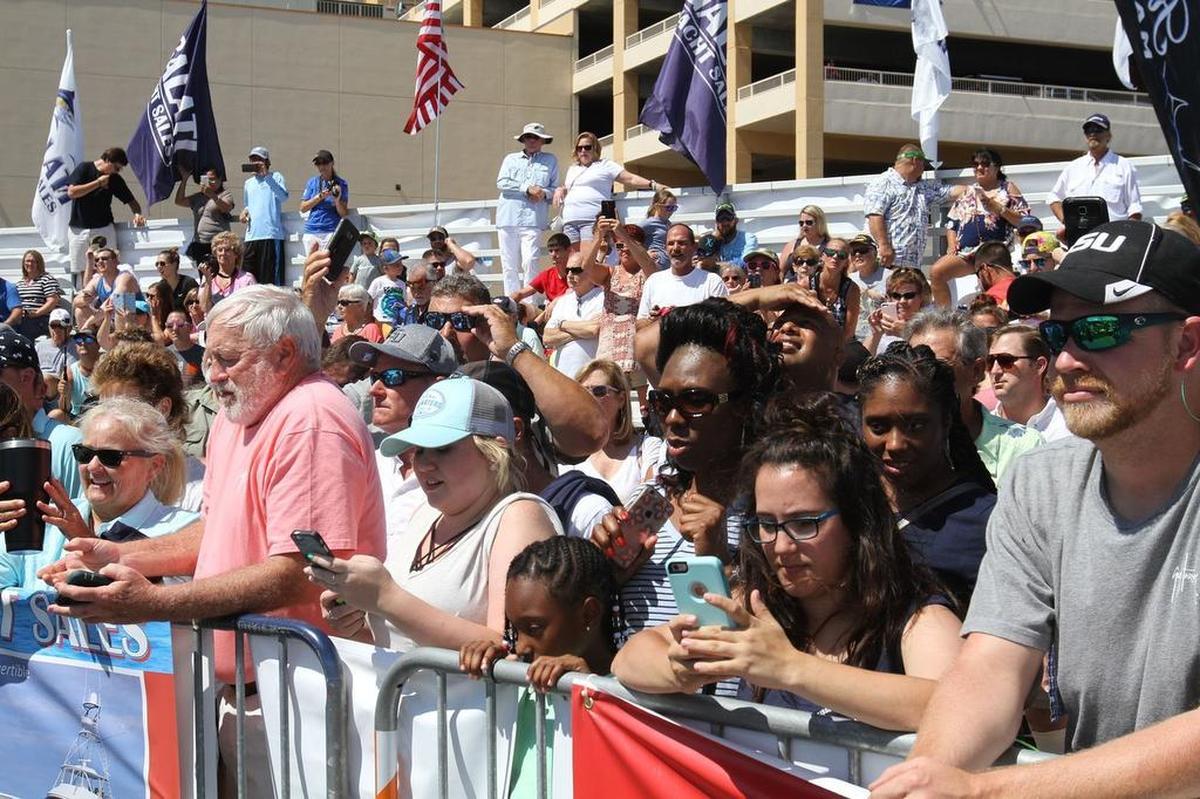 Spectators watch the weigh in at the Mississippi Gulf Coast Billfish Classic at Point Cadet in Biloxi in this Sun Herald file photo.