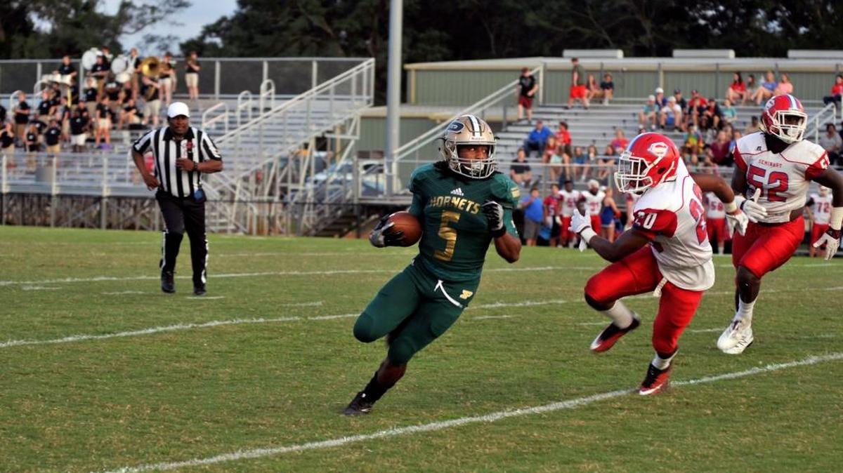 Poplarville’s Austin Bolton scored three touchdowns in the shutout game against the Bulldogs Friday night at home.