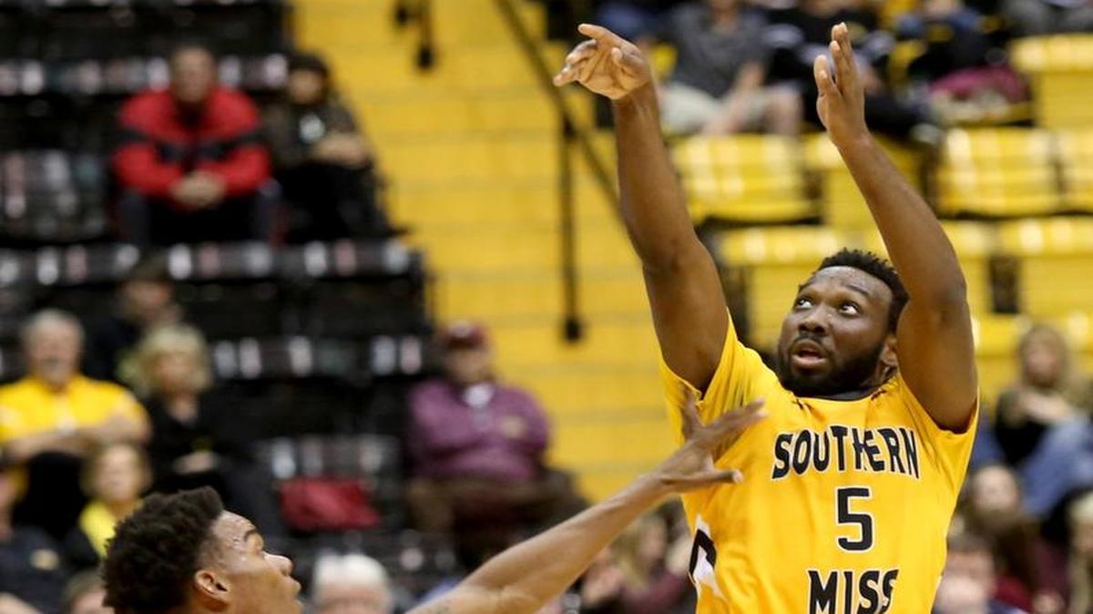 Southern Miss guard Khari Price takes a shot while competing against UTEP on Jan. 28 in Hattiesburg.