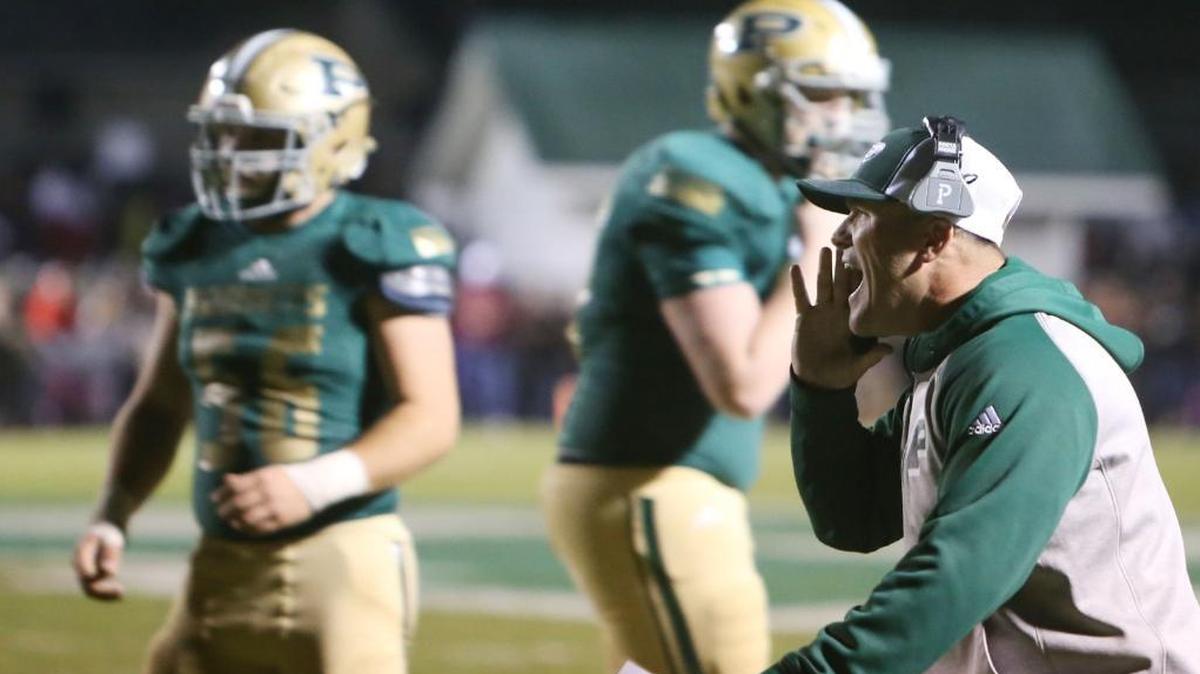 Poplarville head coach Jay Beech yells at the referees during the second quarter of their 4A South State championship game against East Central at Poplarville High School Stadium on Friday, Nov. 24, 2017.