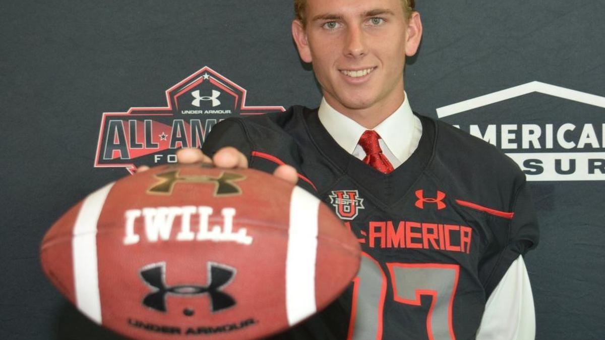 Myles Brennan was awarded his Under Armour All-American jersey Thursday during a ceremony at St. Stanislaus College. The game is scheduled for Jan. 1, 2017 in St. Petersburg, Florida.