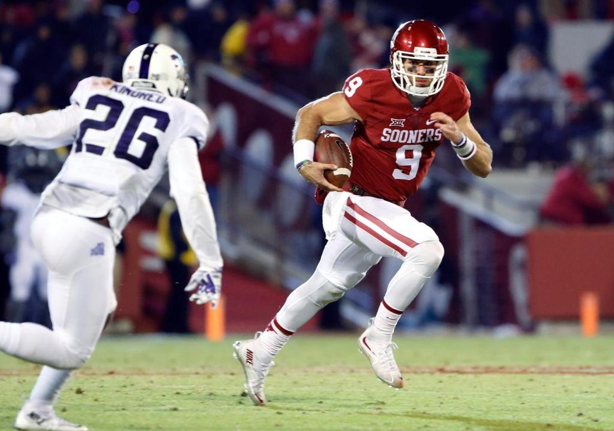 Former Oklahoma quarterback Trevor Knight (9) is now at Texas A&M and is expected to fill in for the departed Kyler Murray and Kyle Allen.