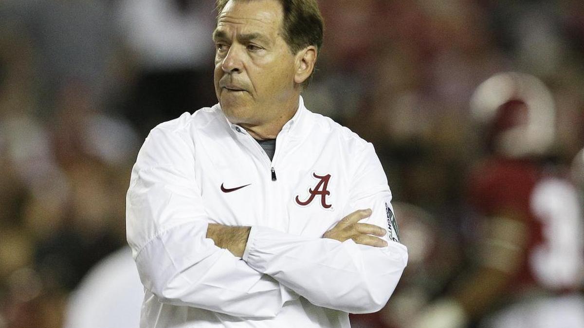 Alabama head coach Nick Saban walks the filed before coaching against Ole Miss, Saturday, Sept. 30, 2017, in Tuscaloosa, Ala. Following Saturday’s win against Texas A&M, Saban told reporters their articles are “rat poison.”