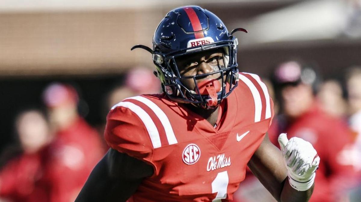 Ole Miss wide receiver A.J. Brown (1) scores against Louisiana-Lafayette at Vaught-Hemingway Stadium in Oxford., Saturday, Nov. 11, 2017. Brown was named a Conerly Trophy finalist.