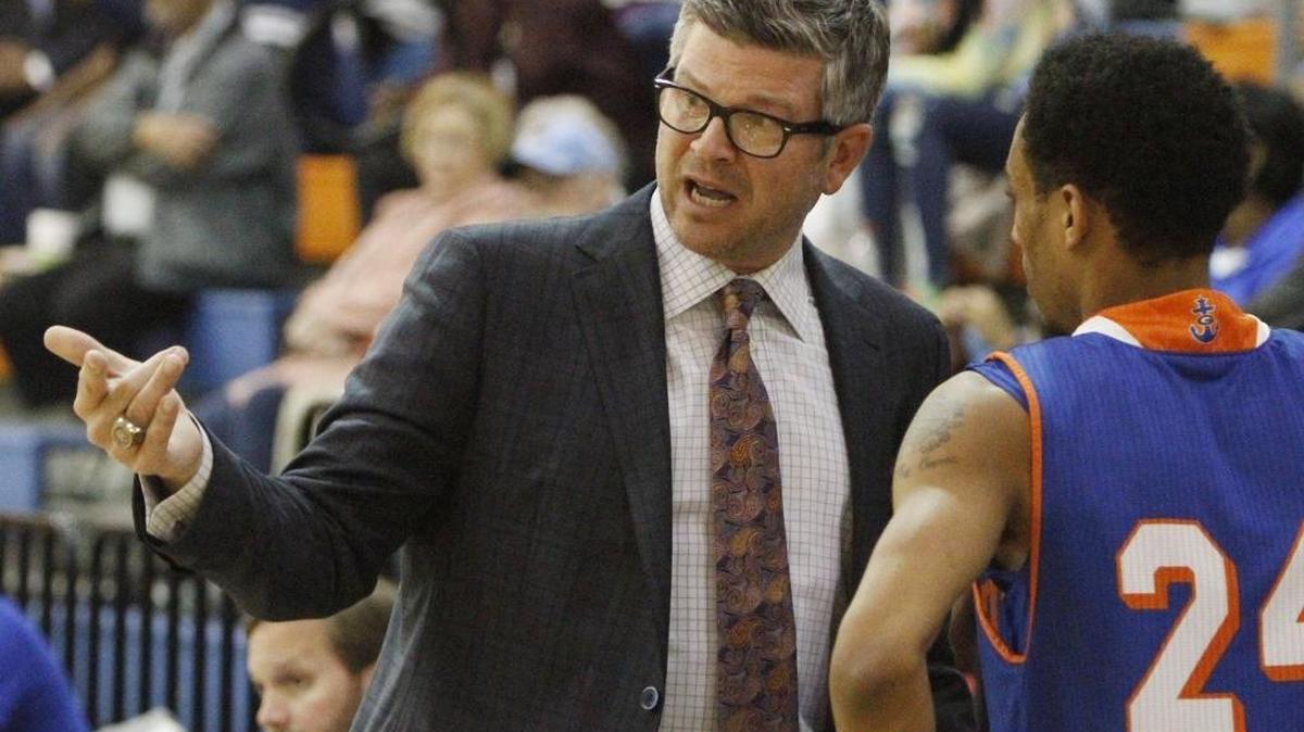 Gulfport coach Owen Miller talks to Oliver McDowell. The Admirals meet Long Beach on day one of the Adidas Holiday Classic at 6 p.m. Wednesday at Bert Jenkins Gymnasium.